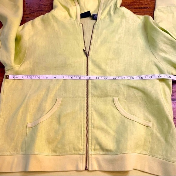 Relativity Linen Hooded Lime Green Cropped Zip Up Jacket Sz MP - Picture 4 of 4